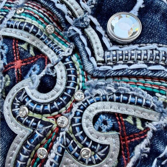 Rock Revival Jeans Women Size 25 High Rise Ankle Skinny Rhinestones Embellished - Picture 8 of 11